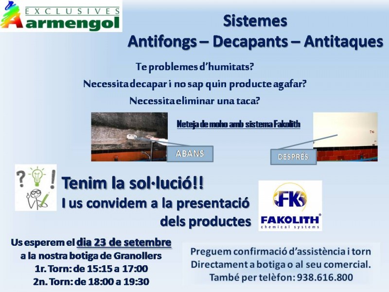 SISTEMAS ANTIHONGOS, DECAPANTES Y ANTIMANCHAS