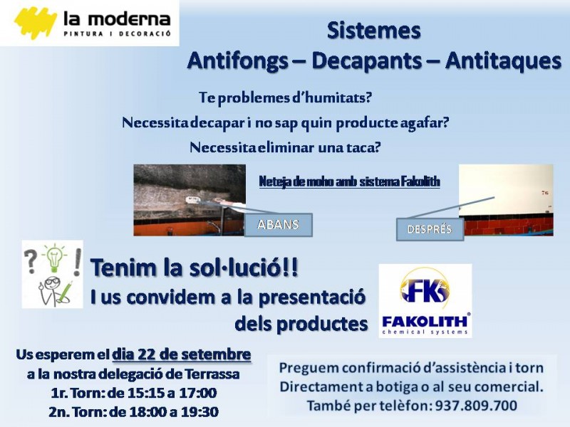 CURSO DE ANTIHONGOS, DECAPANTES Y ANTIMANCHAS DE  FAKOLITH EN TERRASSA